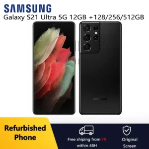 Samsung Galaxy S21 Ultra 5G G998U1 reconditionné, 6.8 pouces, AMOLED, 12 go + 128/256/512 go, Snapdragon, NFC, pour smartphone, excellente condition
